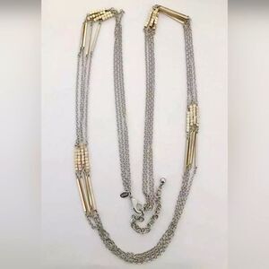 CHICO'S SILVER/GOLD TONE 3 STRAND 43"-46" NECKLACE NWOT